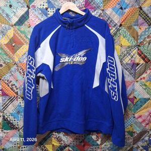 Ski-Doo Team BRP Rotax Racing Fleece Pullover 1/4 Zip Blue Size Large Soft